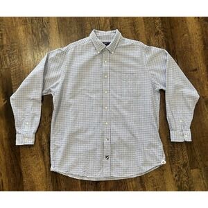 Cremieux Shirt‎ Mens XL White Blue Checkered Long Sleeve Collared Button Down